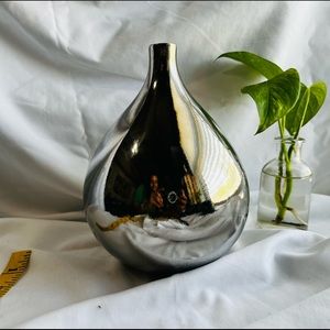 Crate and Barrel Chrome Pottery Vase